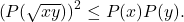 \[\left( P(\sqrt{xy}) \right)^2 \leq P(x) P(y).\]