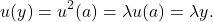 \[u(y) = u^2(a) = \lambda u(a) = \lambda y.\]