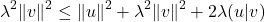 \[\lambda^2 \|v\|^2 \leq \|u\|^2 + \lambda^2 \|v\|^2 + 2 \lambda (u | v)\]